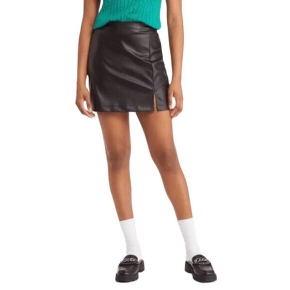 * New ~ BP. NORDSTROM ~  Faux Leather Mini Skirt With Side Slit Size S - Picture 6 of 6